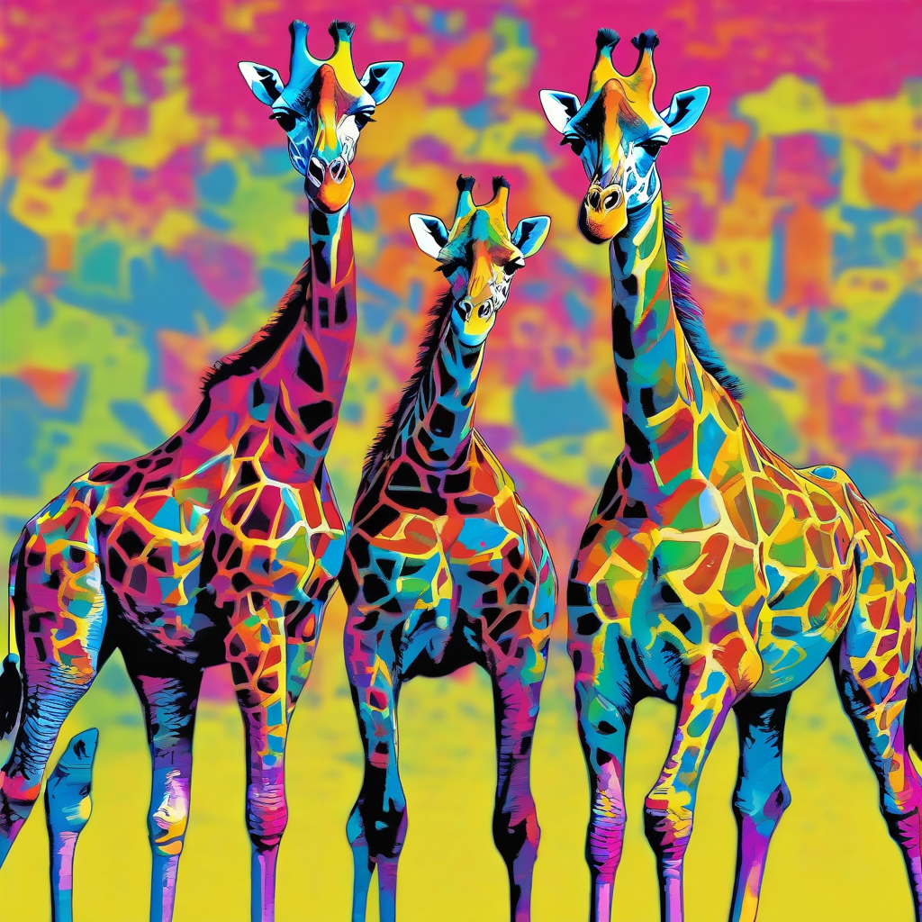 giraffe pop art in motion by मुफ्त एआई छवि जनरेटर - बिना लॉगिन के✨ | AIGAZOU