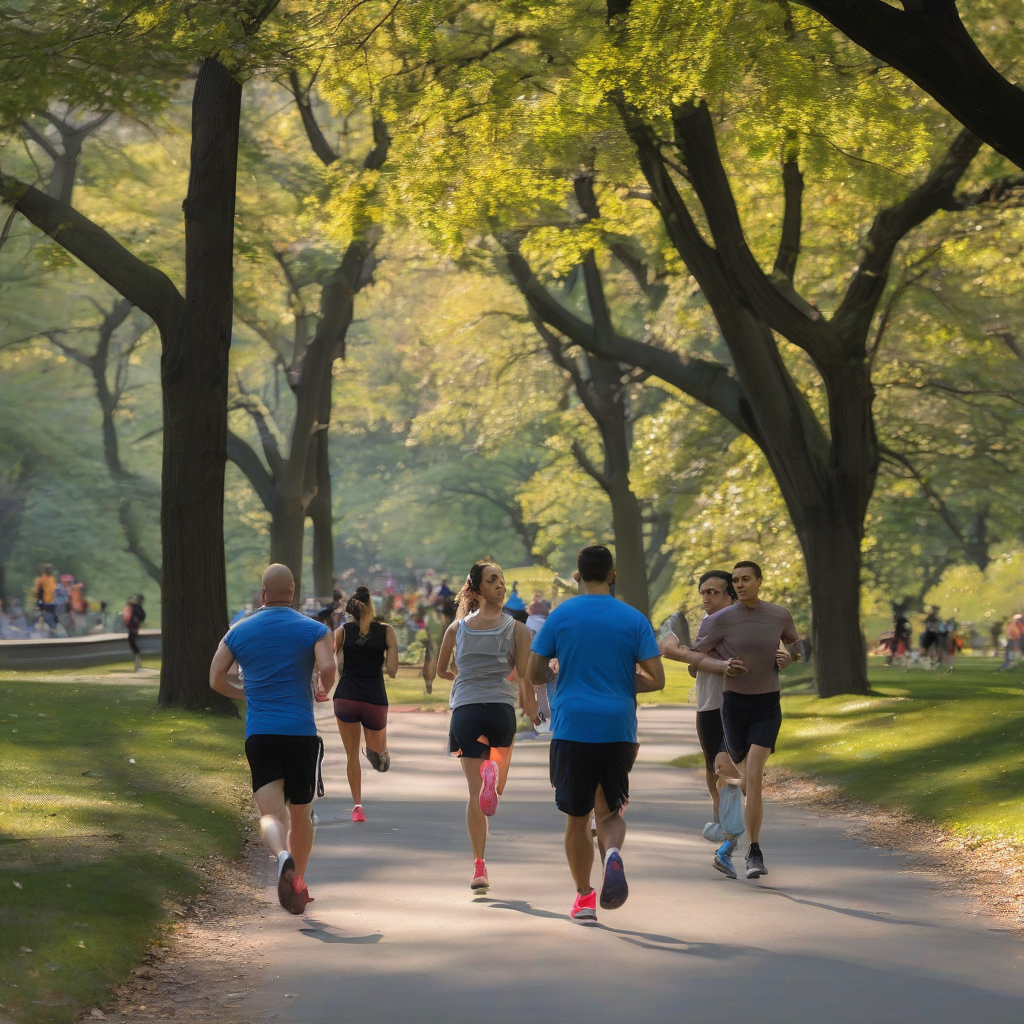 people jogging in central park by Générateur d'images par IA gratuit - Aucune connexion nécessaire✨ | AIGAZOU