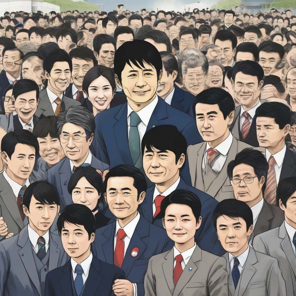 young japanese prime minister supported by citizens by Générateur d'images par IA gratuit - Aucune connexion nécessaire✨ | AIGAZOU