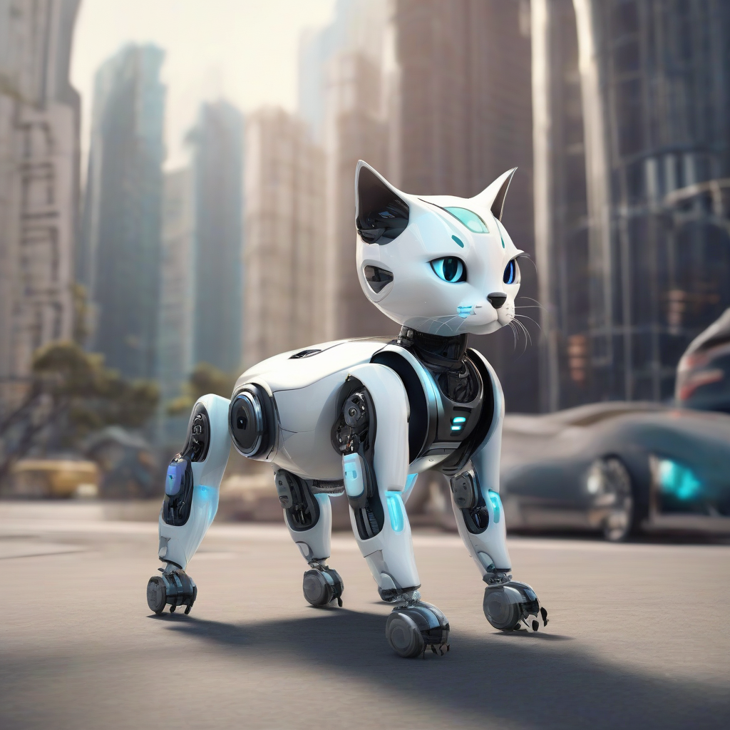 future city my robotic pet cat by मुफ्त एआई छवि जनरेटर - बिना लॉगिन के✨ | AIGAZOU