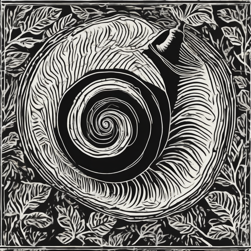 empty snail shell black white linocut design by Générateur d'images par IA gratuit - Aucune connexion nécessaire✨ | AIGAZOU