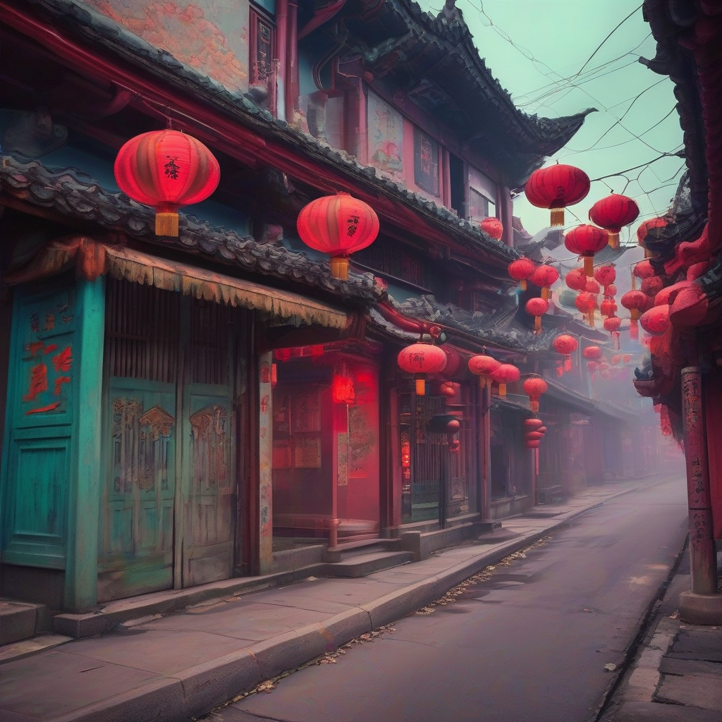 chinese colorful eerie street by मुफ्त एआई छवि जनरेटर - बिना लॉगिन के✨ | AIGAZOU