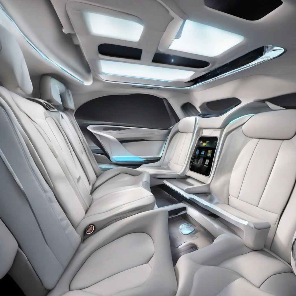 future car interior with three rear seats and lots of technology by Générateur d'images par IA gratuit - Aucune connexion nécessaire✨ | AIGAZOU