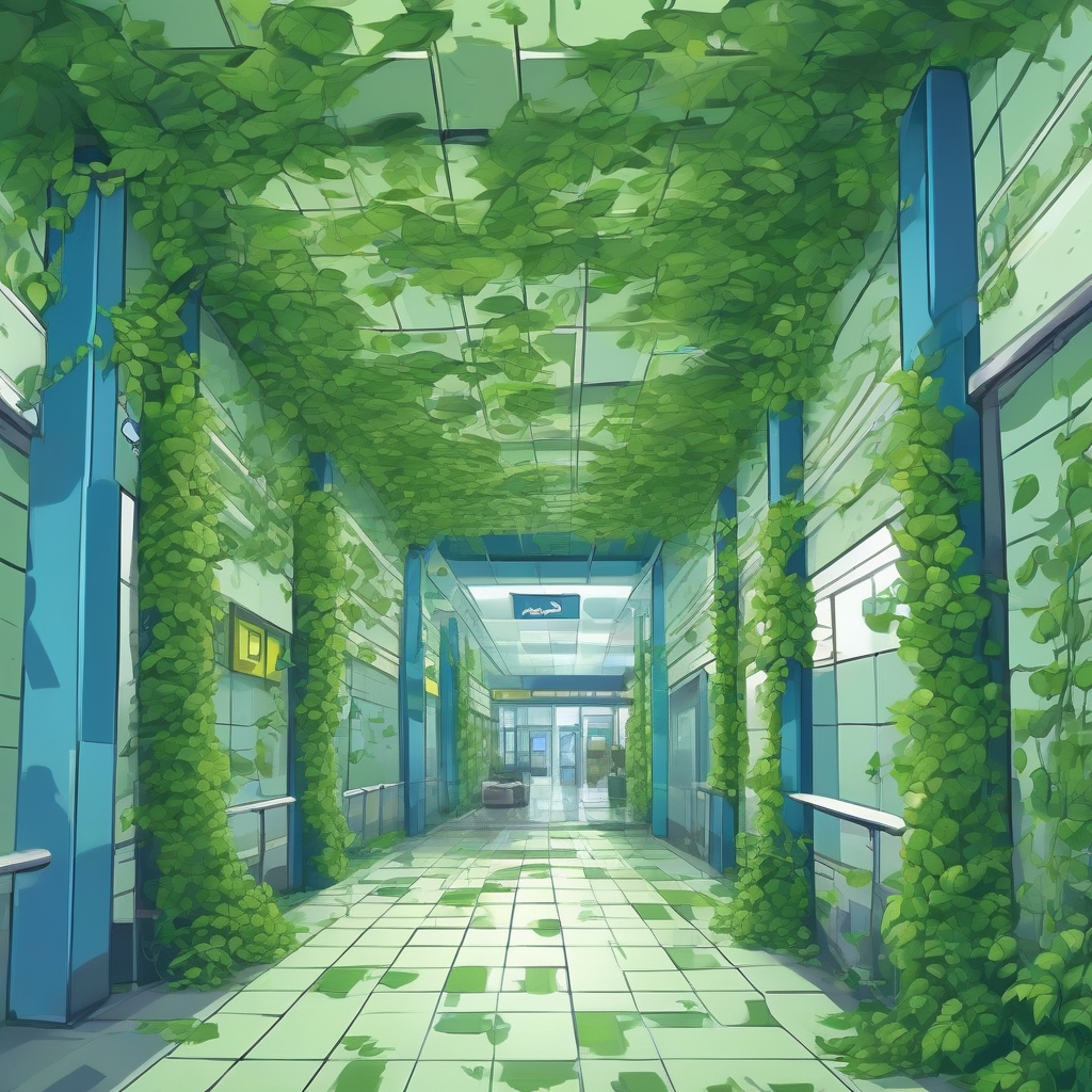 green feeling airport interior with vines by Générateur d'images par IA gratuit - Aucune connexion nécessaire✨ | AIGAZOU