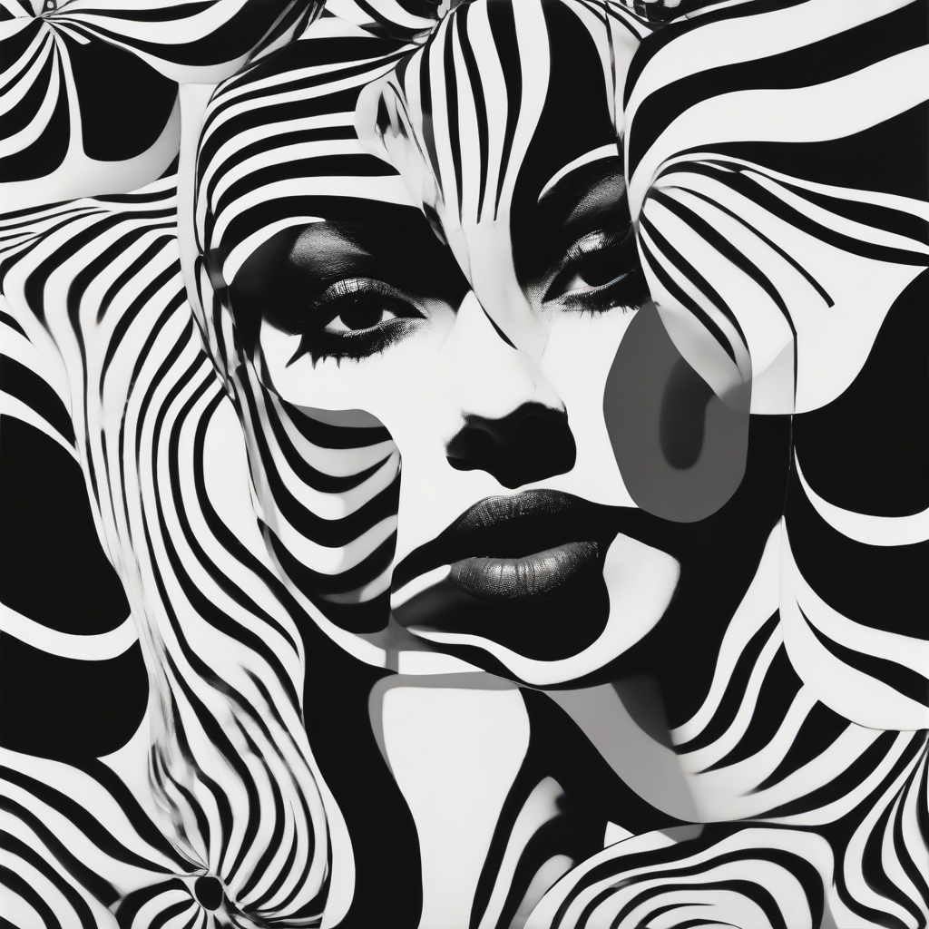 pop art beautiful young woman fashion verner panton design black white by Générateur d'images par IA gratuit - Aucune connexion nécessaire✨ | AIGAZOU