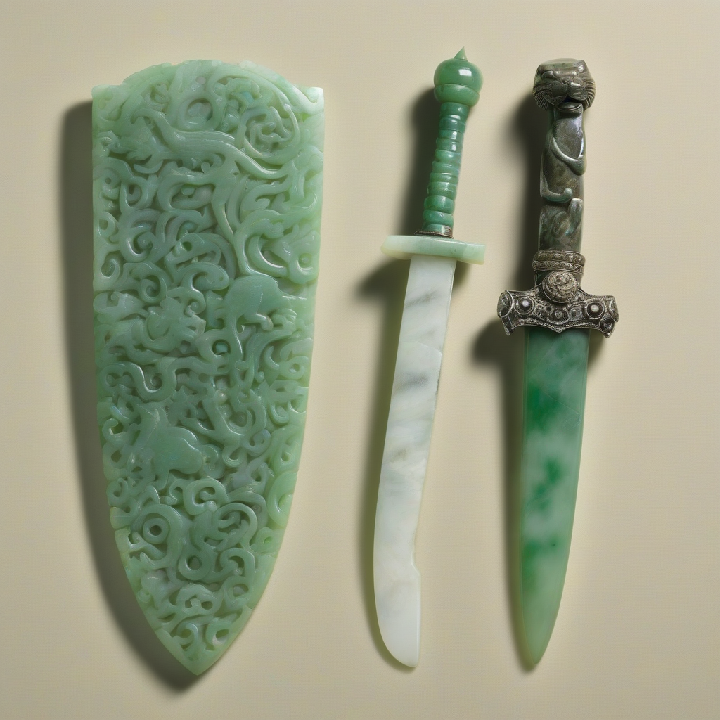 a jade dagger with an engraved silver leopard by मुफ्त एआई छवि जनरेटर - बिना लॉगिन के✨ | AIGAZOU