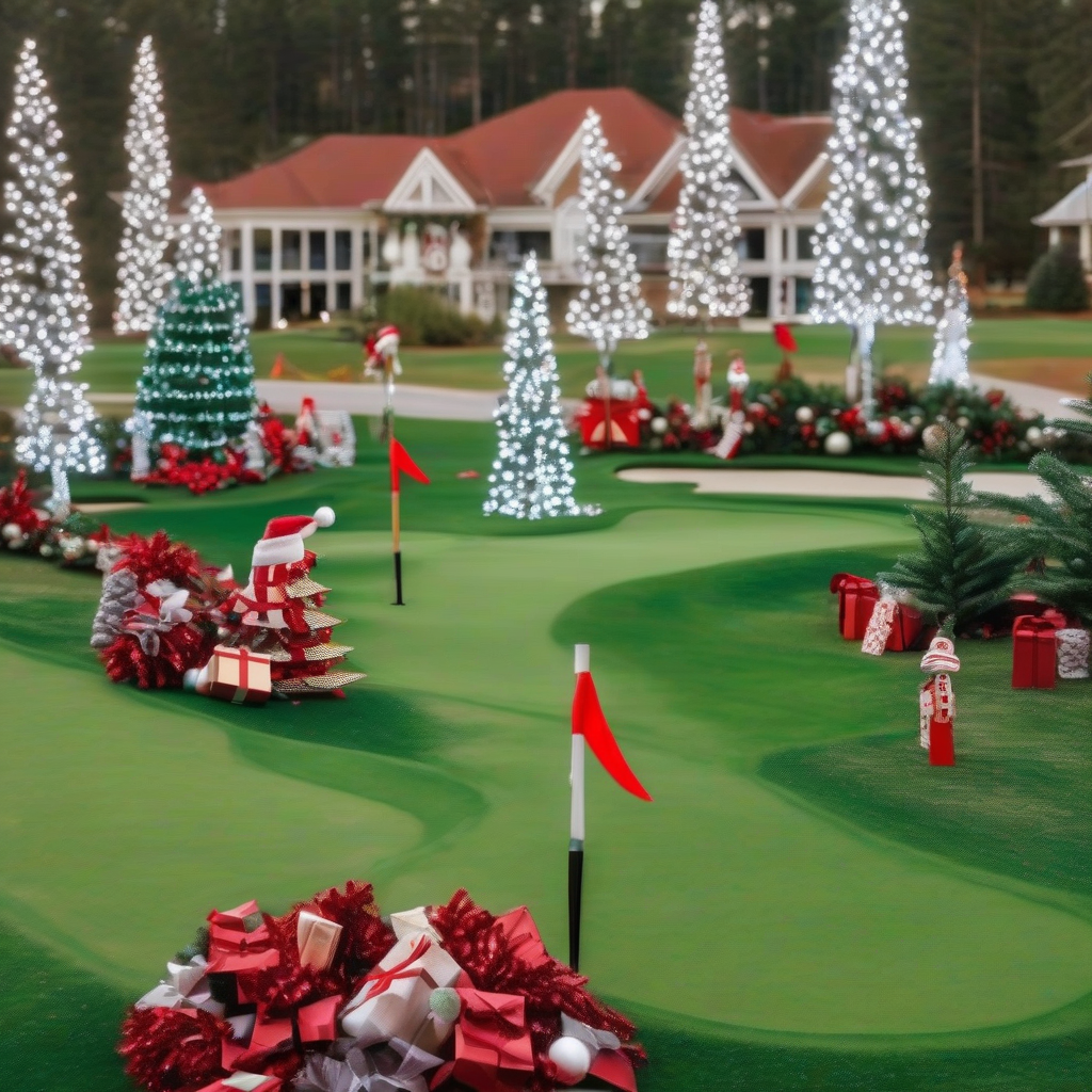 golf course decorated with pines for christmas by मुफ्त एआई छवि जनरेटर - बिना लॉगिन के✨ | AIGAZOU