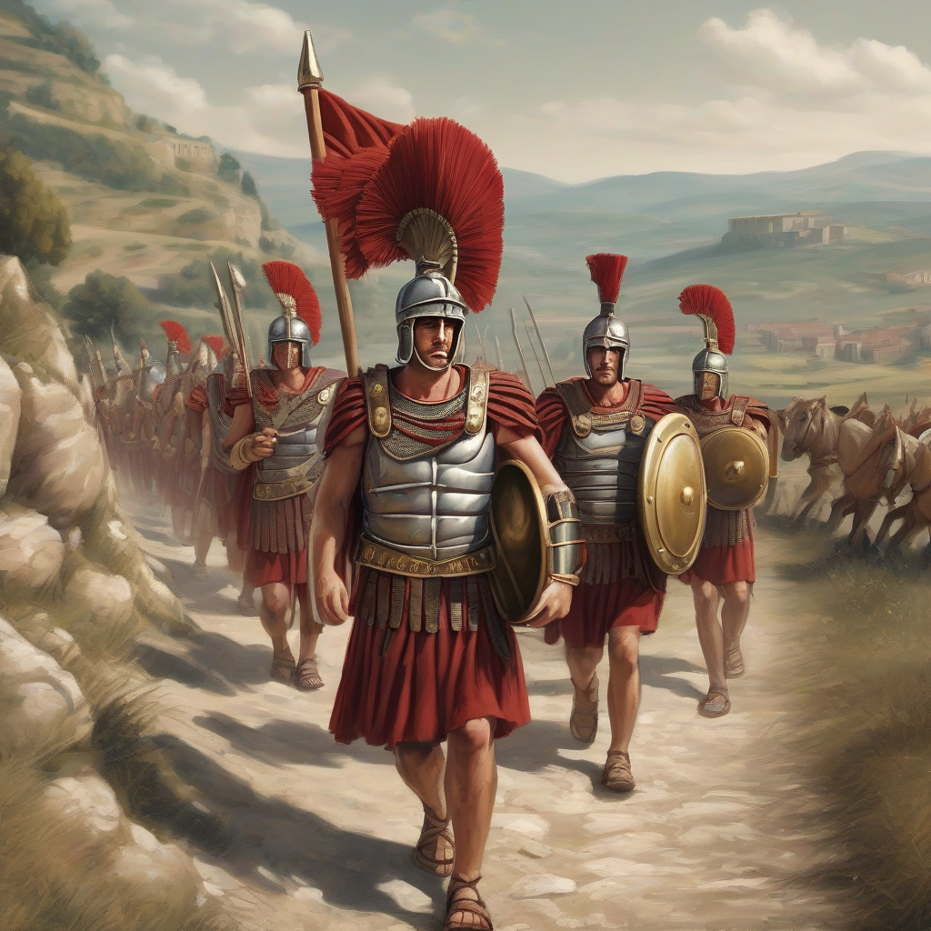 roman legionaries march centurion leads by मुफ्त एआई छवि जनरेटर - बिना लॉगिन के✨ | AIGAZOU