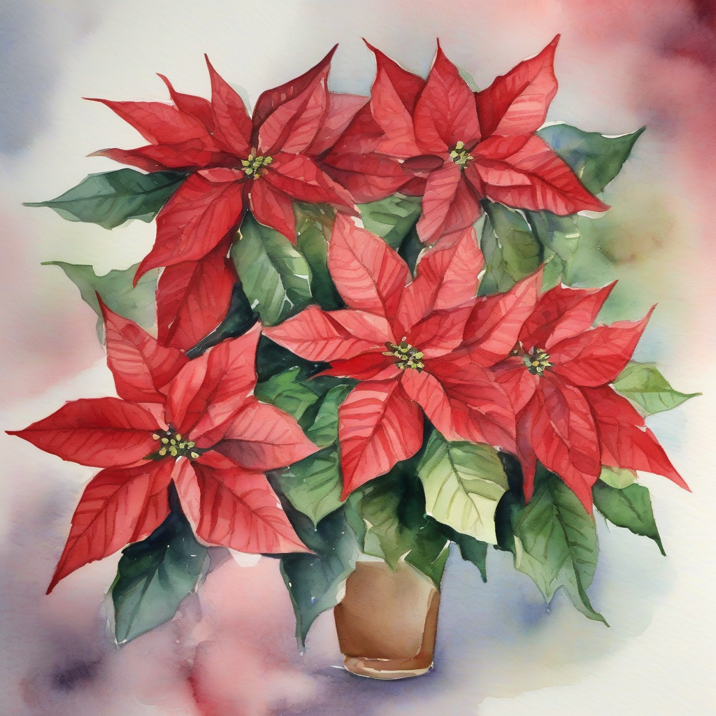 a bouquet of poinsettias watercolor painting by मुफ्त एआई छवि जनरेटर - बिना लॉगिन के✨ | AIGAZOU