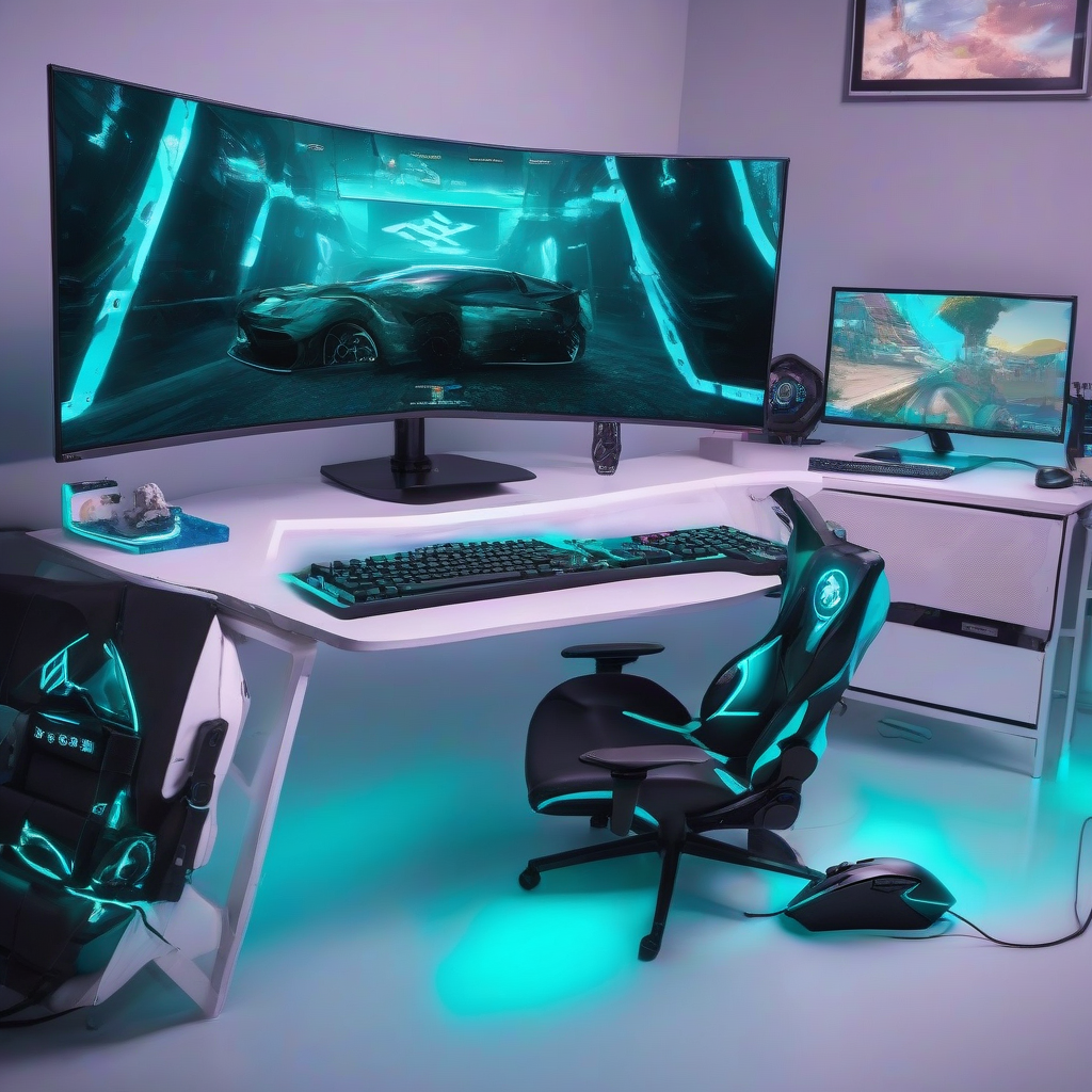 gaming monitor mouse keyboard desktop pc room by मुफ्त एआई छवि जनरेटर - बिना लॉगिन के✨ | AIGAZOU