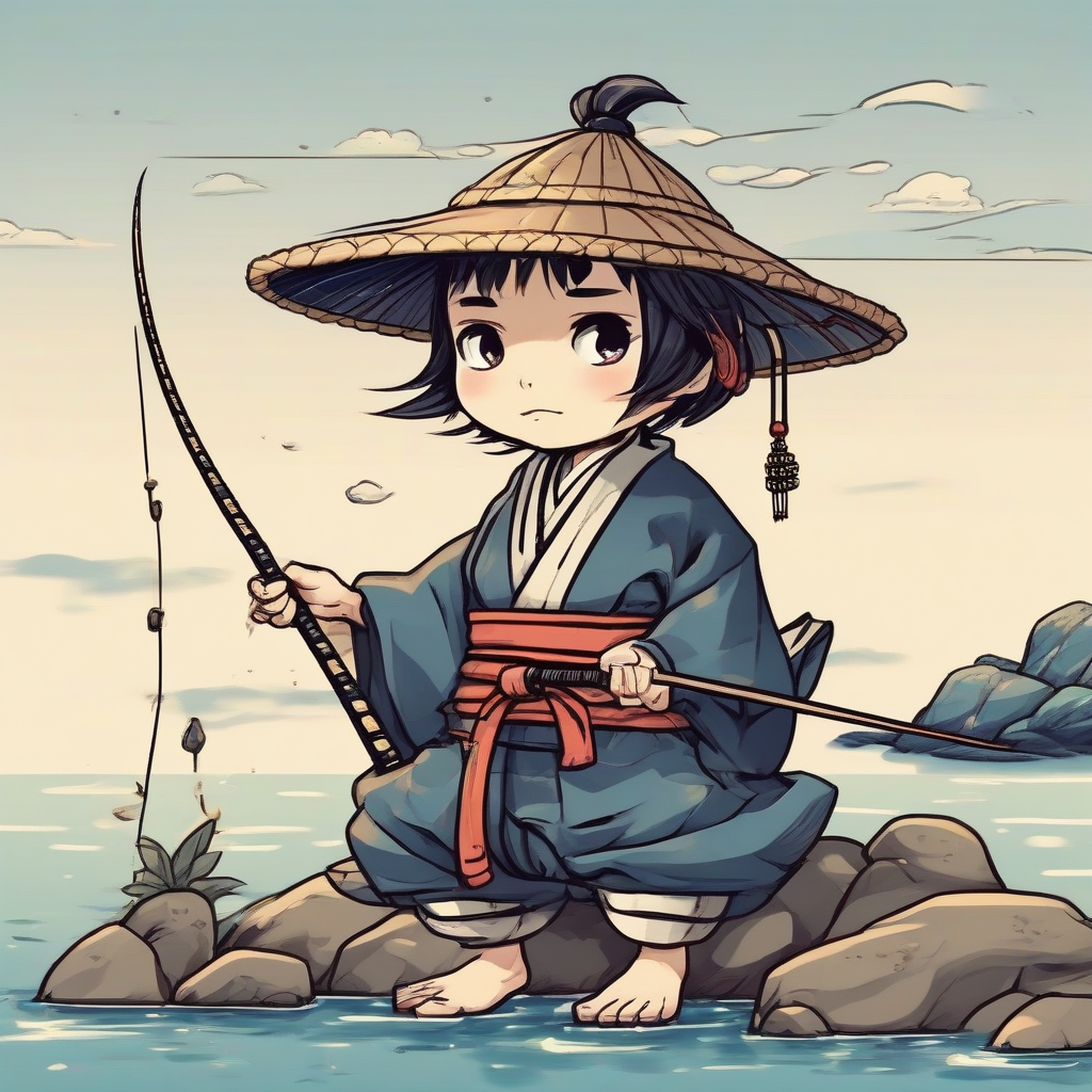 cute samurai fishing near the sea by मुफ्त एआई छवि जनरेटर - बिना लॉगिन के✨ | AIGAZOU