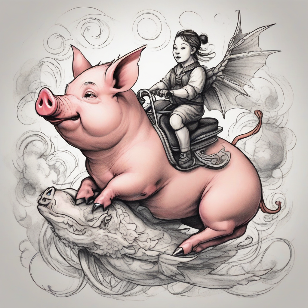 cute pig riding on flying dragon by मुफ्त एआई छवि जनरेटर - बिना लॉगिन के✨ | AIGAZOU