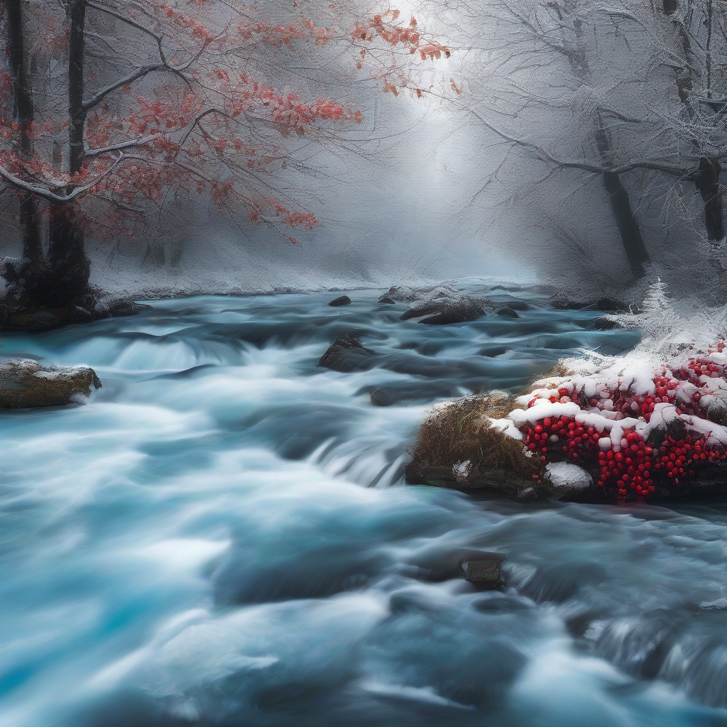 high resolution image 1200x1400 frozen river landscape by 免费AI图像生成工具 | AIGAZOU