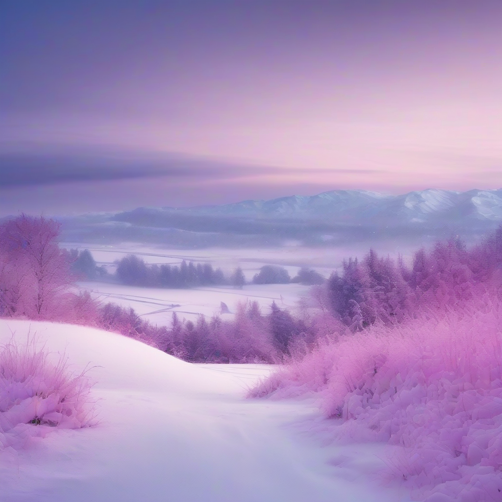 simple snow landscape with blue purple pink tones by मुफ्त एआई छवि जनरेटर - बिना लॉगिन के✨ | AIGAZOU