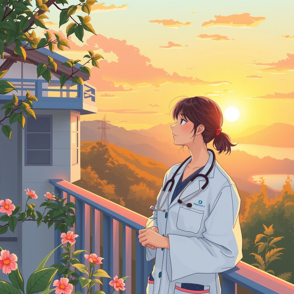 summer female doctor sunset kitakyushu by मुफ्त एआई छवि जनरेटर - बिना लॉगिन के✨ | AIGAZOU