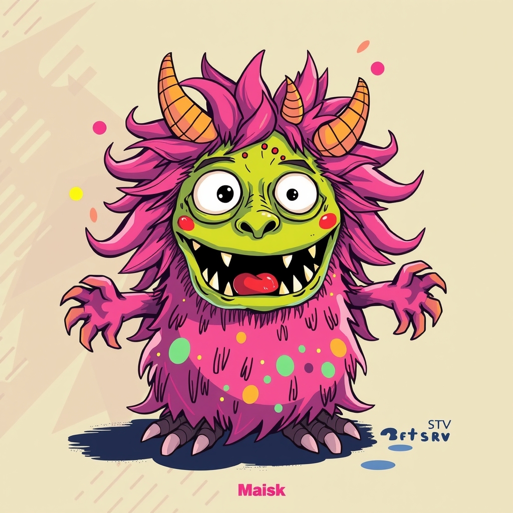 colorful fun illustration of a monster by मुफ्त एआई छवि जनरेटर - बिना लॉगिन के✨ | AIGAZOU