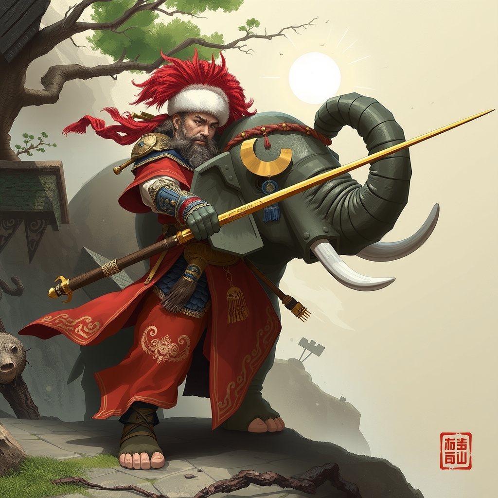 southern barbarian soldier elephant meng huo by मुफ्त एआई छवि जनरेटर - बिना लॉगिन के✨ | AIGAZOU