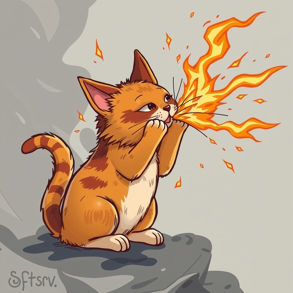 a cat with a fin that blows a fire tornado by Générateur d'images par IA gratuit - Aucune connexion nécessaire✨ | AIGAZOU