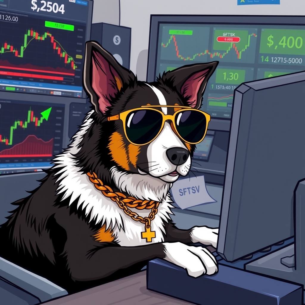 a serious border collie with sunglasses trading forex by मुफ्त एआई छवि जनरेटर - बिना लॉगिन के✨ | AIGAZOU