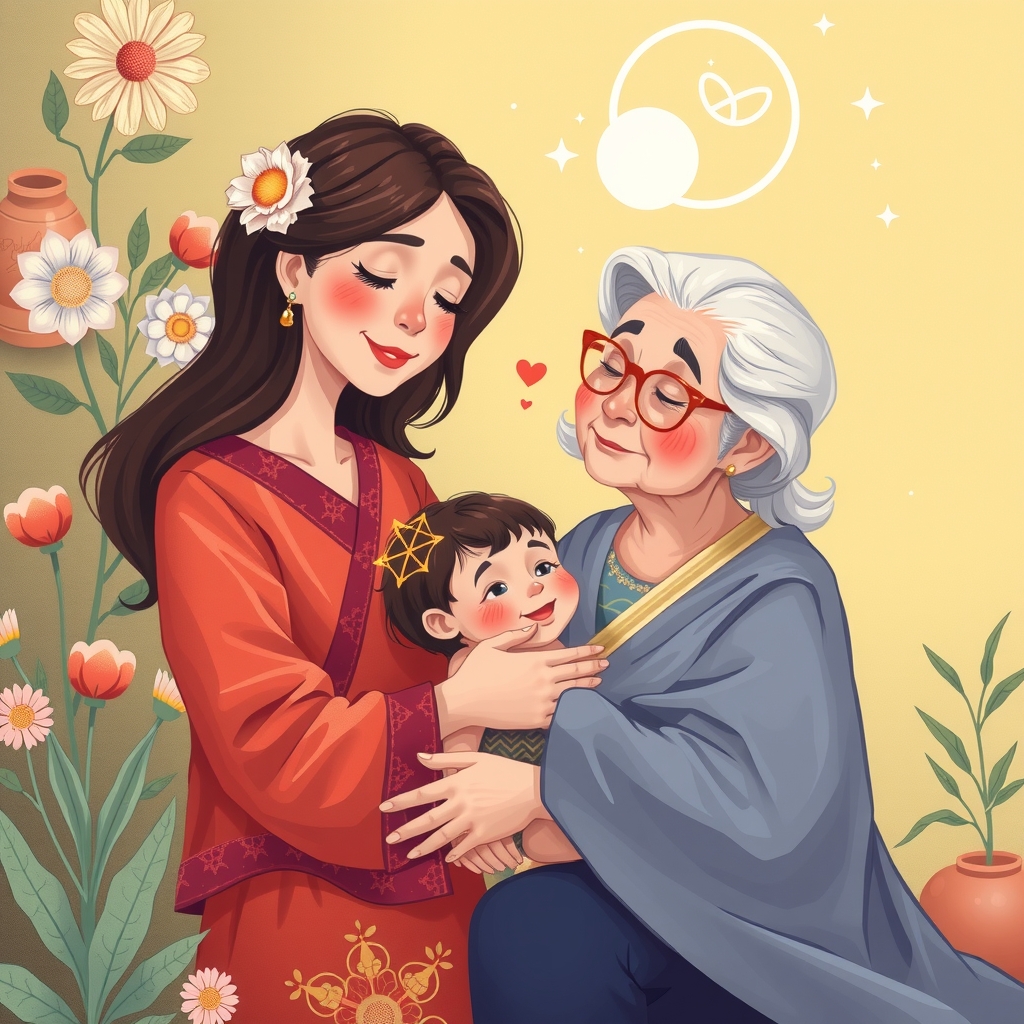 mother and grandmother raising children advice horoscope love compassion by 免费AI图像生成工具 | AIGAZOU