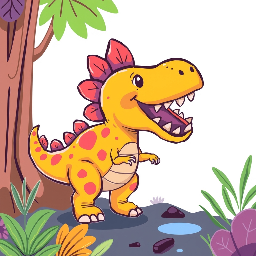 colorful fun illustration without text dino by मुफ्त एआई छवि जनरेटर - बिना लॉगिन के✨ | AIGAZOU