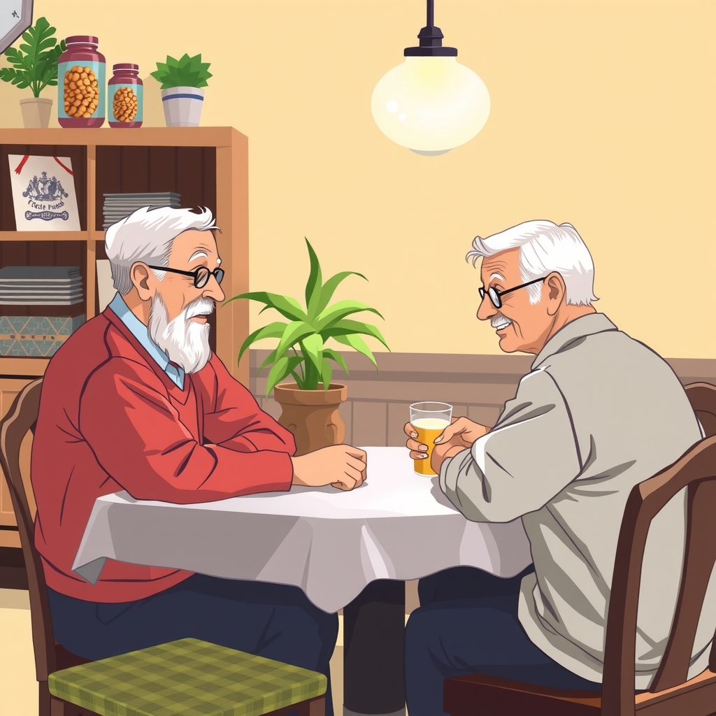 old people talking at the table by मुफ्त एआई छवि जनरेटर - बिना लॉगिन के✨ | AIGAZOU