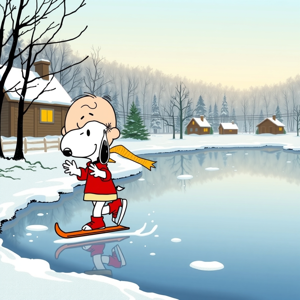 snoopy and charlie brown ice skating by Générateur d'images par IA gratuit - Aucune connexion nécessaire✨ | AIGAZOU