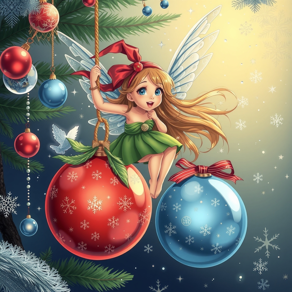 fairy and christmas balls by मुफ्त एआई छवि जनरेटर - बिना लॉगिन के✨ | AIGAZOU