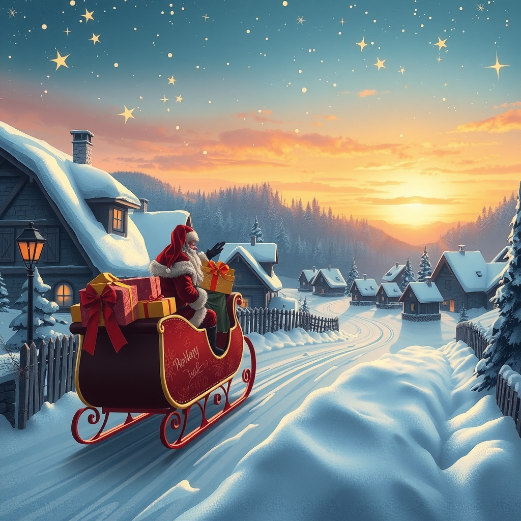 a snowy sorbian village santa on sleigh by मुफ्त एआई छवि जनरेटर - बिना लॉगिन के✨ | AIGAZOU