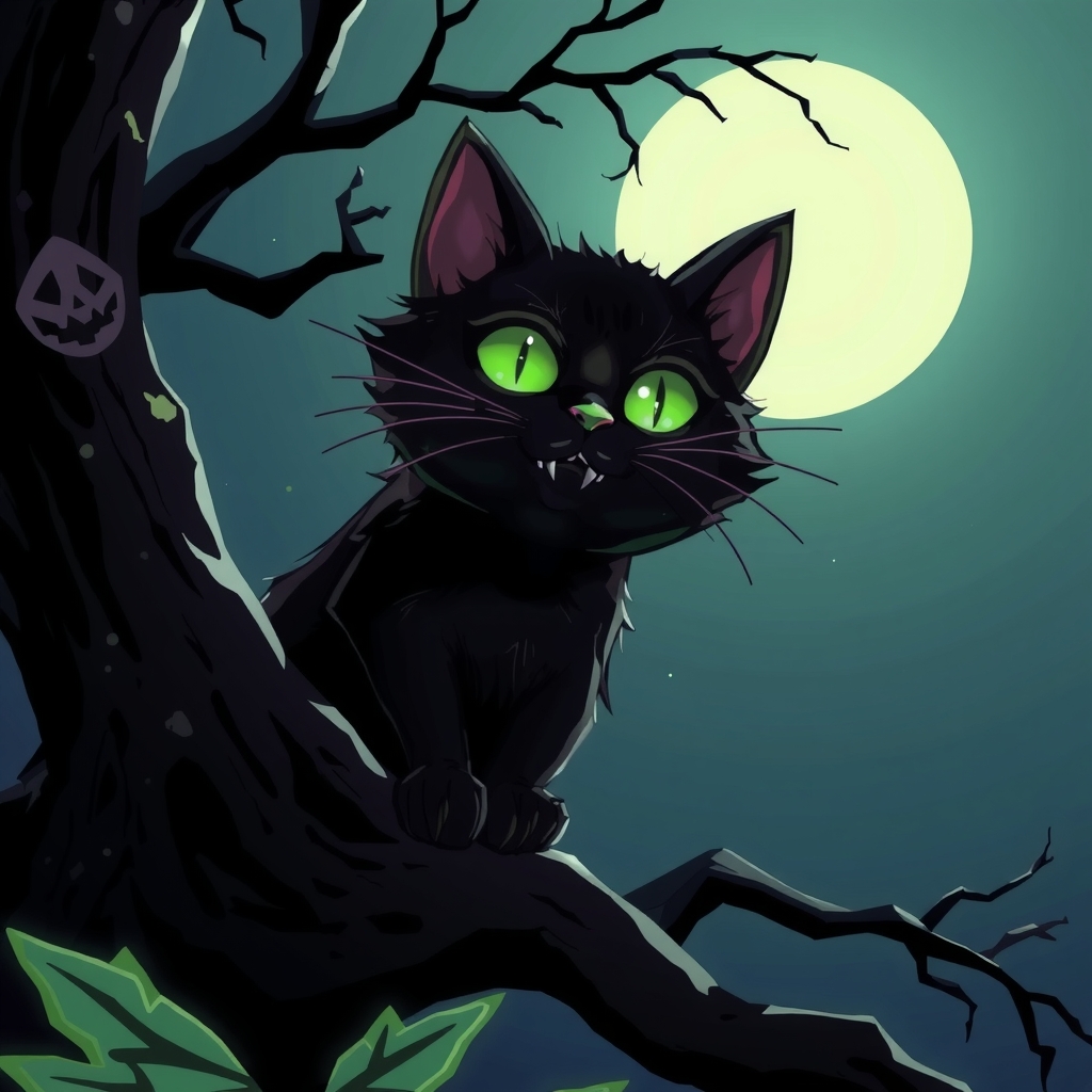 a black cat with green eyes in the night by मुफ्त एआई छवि जनरेटर - बिना लॉगिन के✨ | AIGAZOU