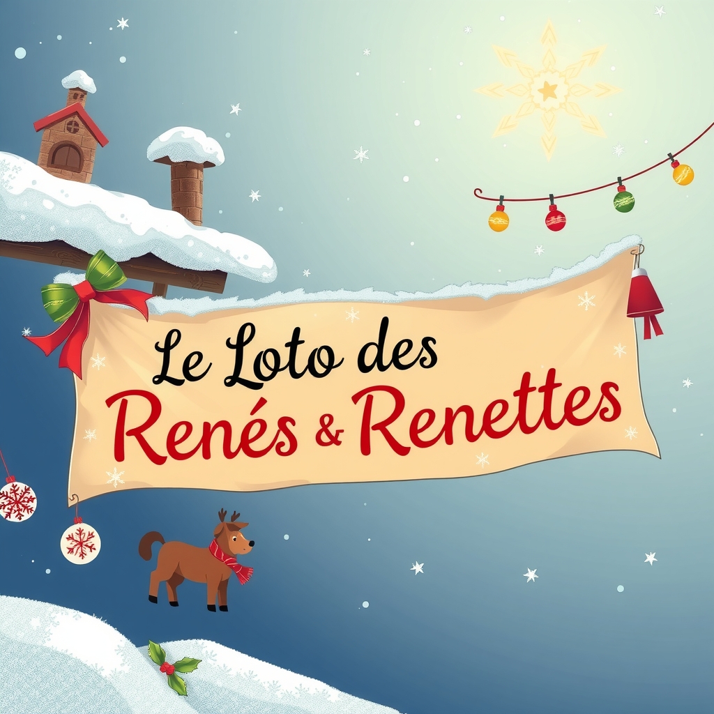 create a long christmas banner with the lottery of renes and renettes by मुफ्त एआई छवि जनरेटर - बिना लॉगिन के✨ | AIGAZOU