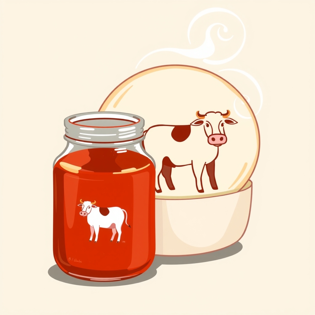 simple cow design steamed bun and chili sauce bottle by मुफ्त एआई छवि जनरेटर - बिना लॉगिन के✨ | AIGAZOU