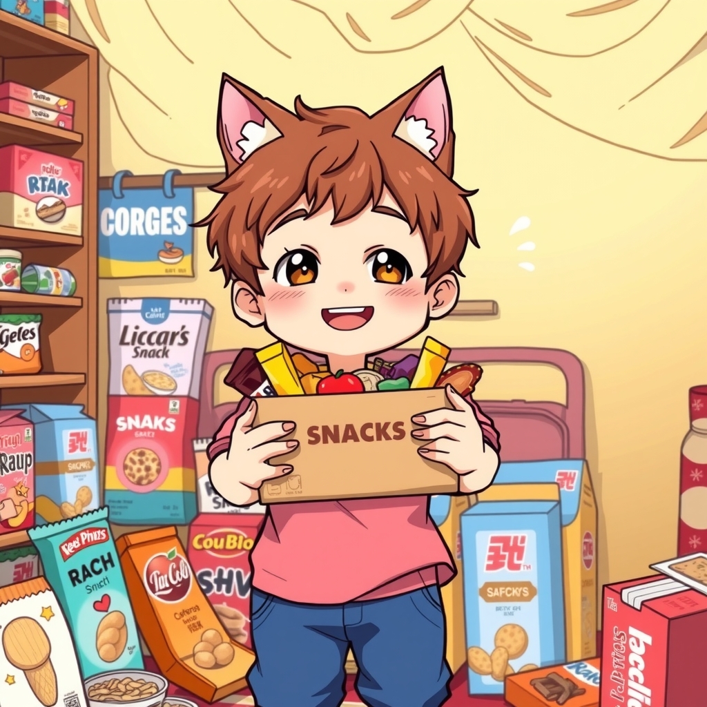 cute cartoon boy in snack room by Générateur d'images par IA gratuit - Aucune connexion nécessaire✨ | AIGAZOU