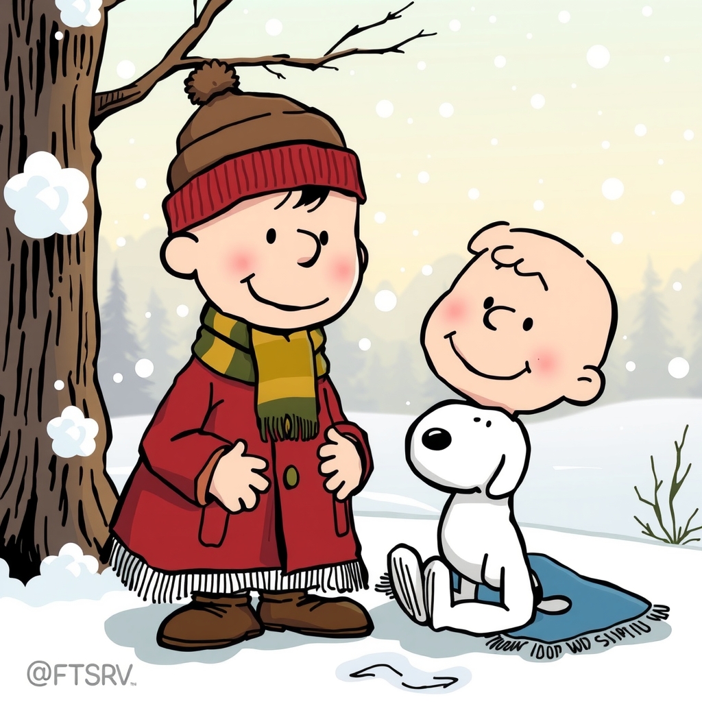 snooppy winter trip charlie brown by मुफ्त एआई छवि जनरेटर - बिना लॉगिन के✨ | AIGAZOU