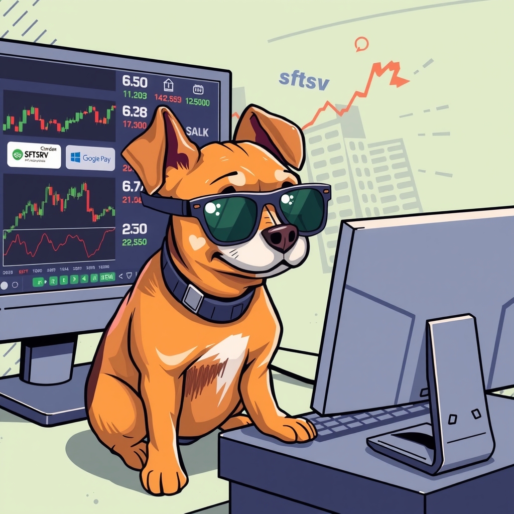 a dog with sunglasses sitting by a computer showing forex trading by मुफ्त एआई छवि जनरेटर - बिना लॉगिन के✨ | AIGAZOU