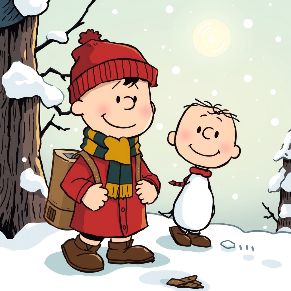 snoopy makes a winter trip with charlie brown by मुफ्त एआई छवि जनरेटर - बिना लॉगिन के✨ | AIGAZOU