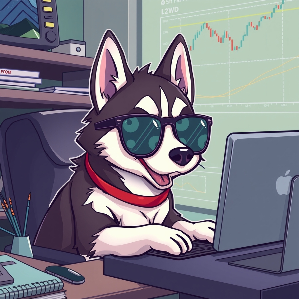 a husky with sunglasses trading forex by मुफ्त एआई छवि जनरेटर - बिना लॉगिन के✨ | AIGAZOU