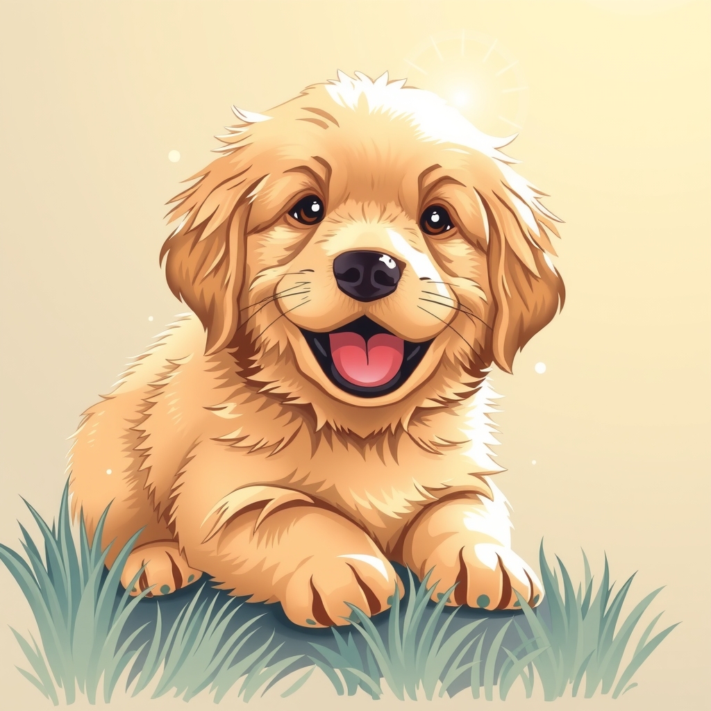 golden retriever puppy smiling by मुफ्त एआई छवि जनरेटर - बिना लॉगिन के✨ | AIGAZOU