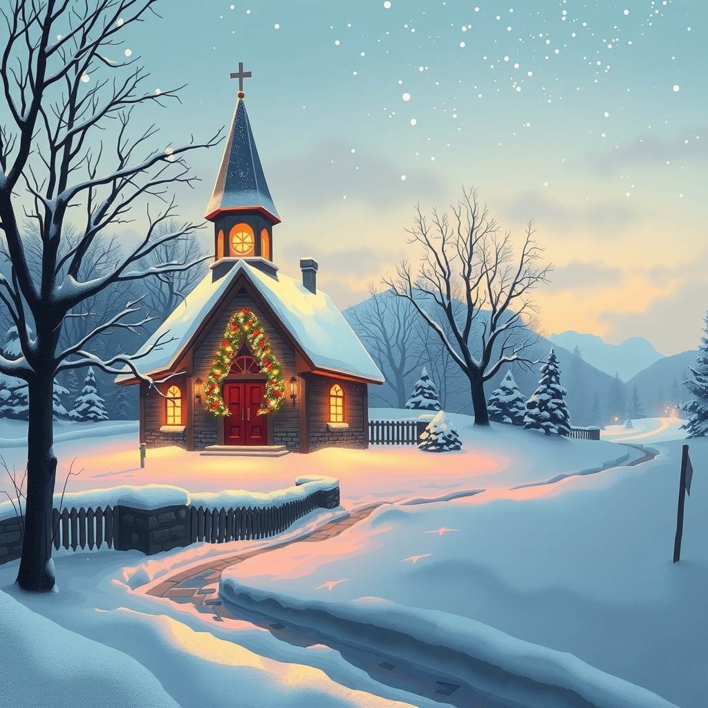 christmas snow church poster by मुफ्त एआई छवि जनरेटर - बिना लॉगिन के✨ | AIGAZOU