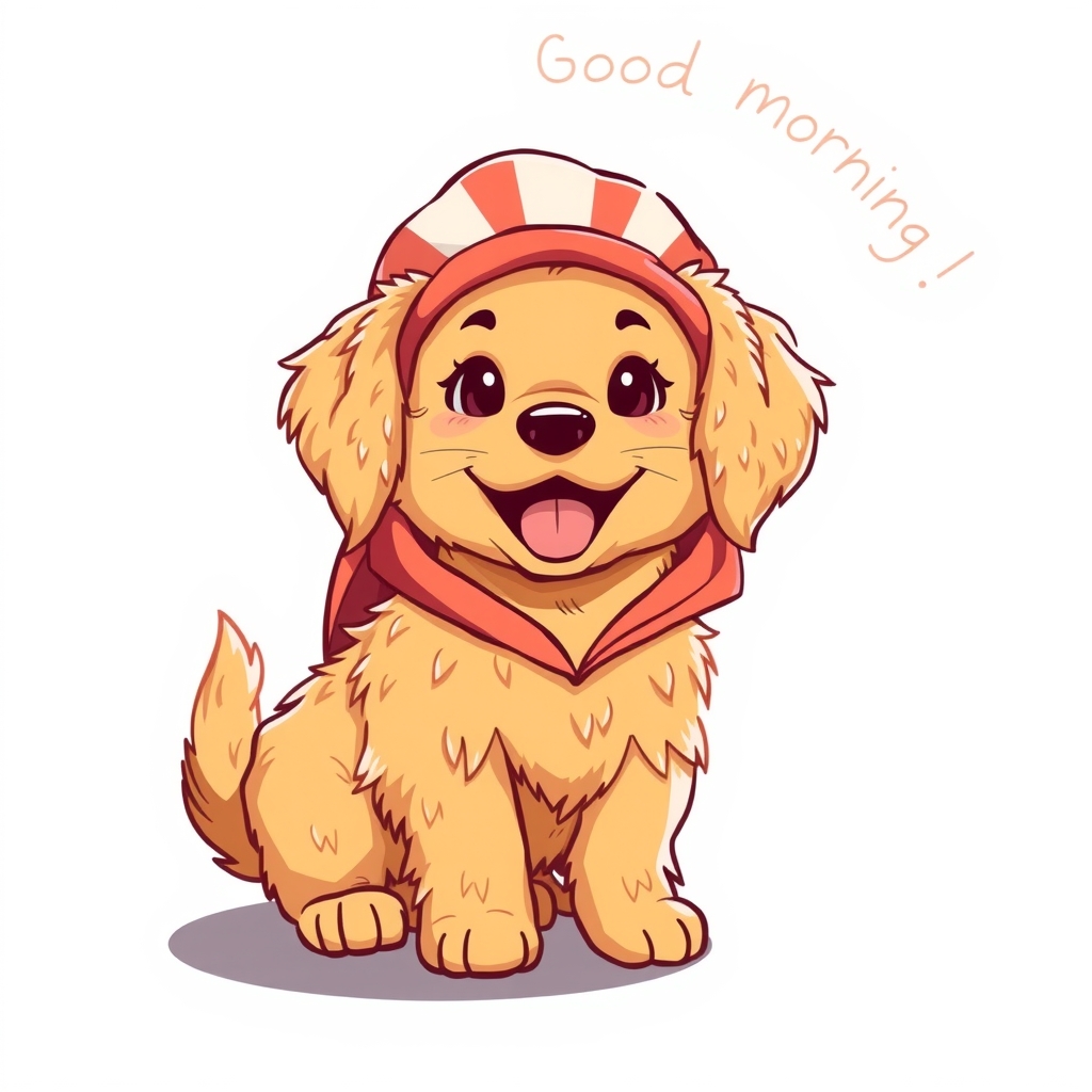 golden retriever puppy good morning costume by Générateur d'images par IA gratuit - Aucune connexion nécessaire✨ | AIGAZOU