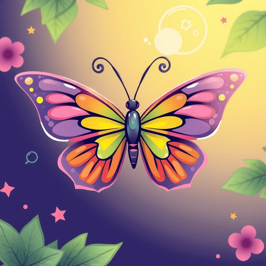 colorful fun illustrations without text butterfly by मुफ्त एआई छवि जनरेटर - बिना लॉगिन के✨ | AIGAZOU