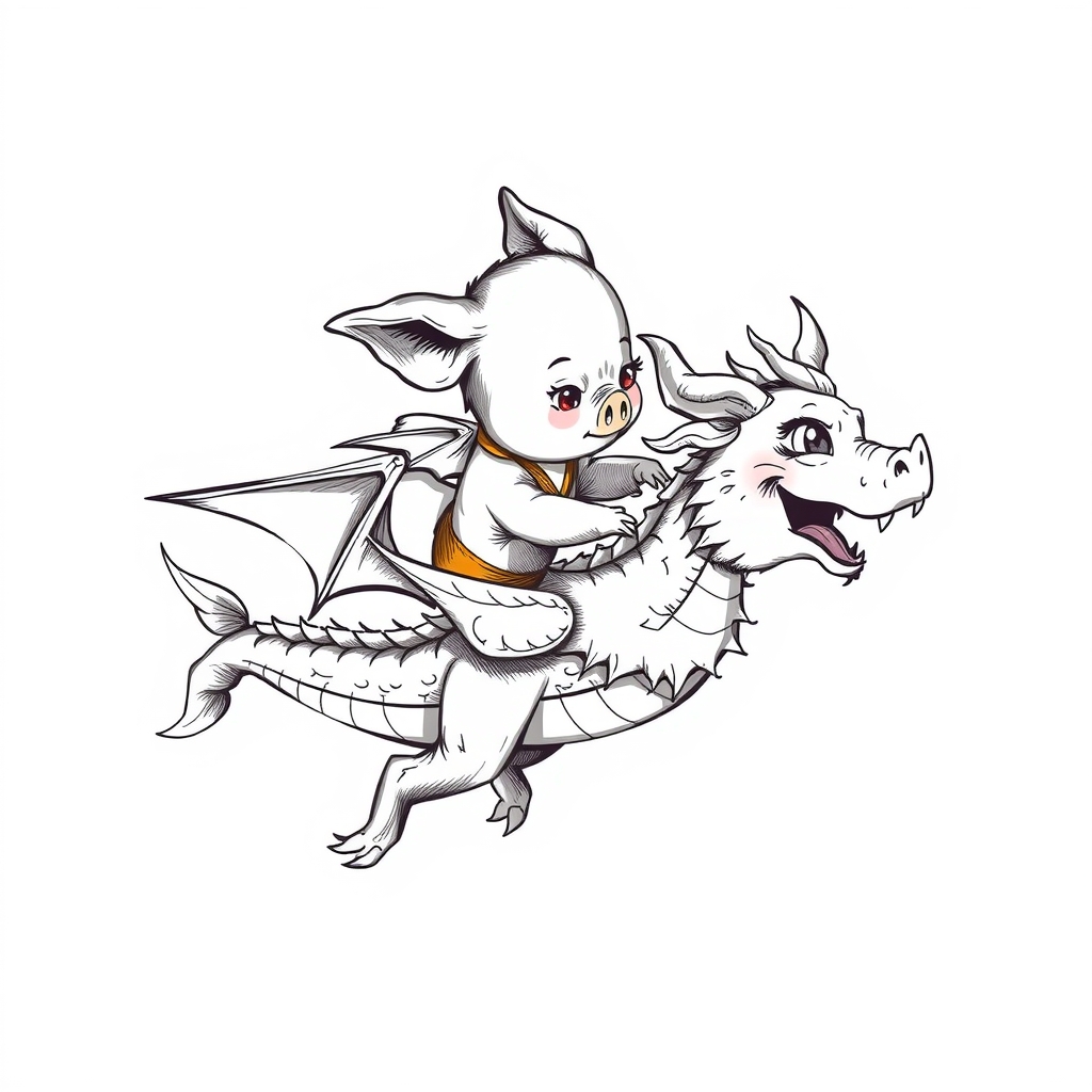 a cute pig riding a flying dragon by मुफ्त एआई छवि जनरेटर - बिना लॉगिन के✨ | AIGAZOU