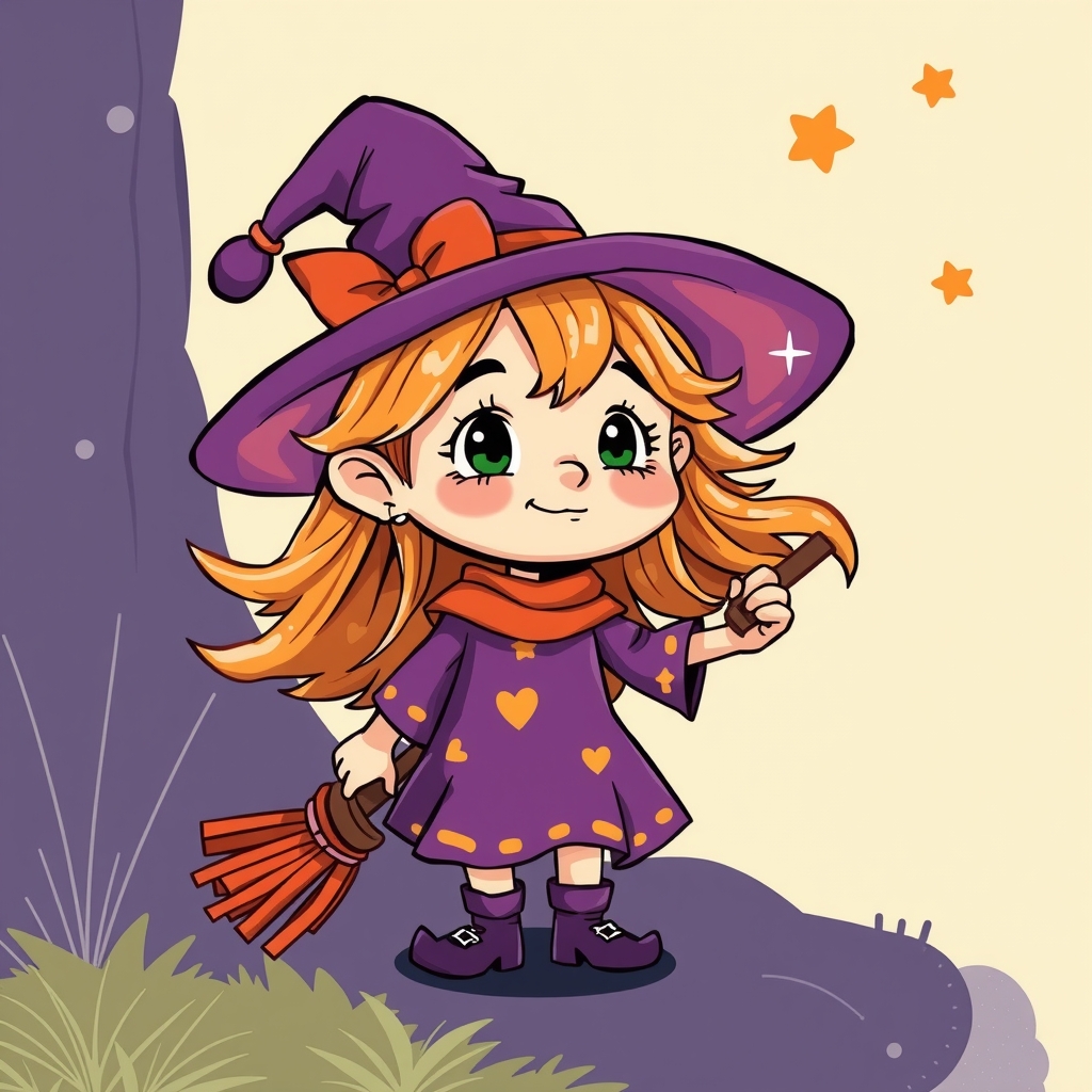 illustration without text fun colorful child witch by मुफ्त एआई छवि जनरेटर - बिना लॉगिन के✨ | AIGAZOU