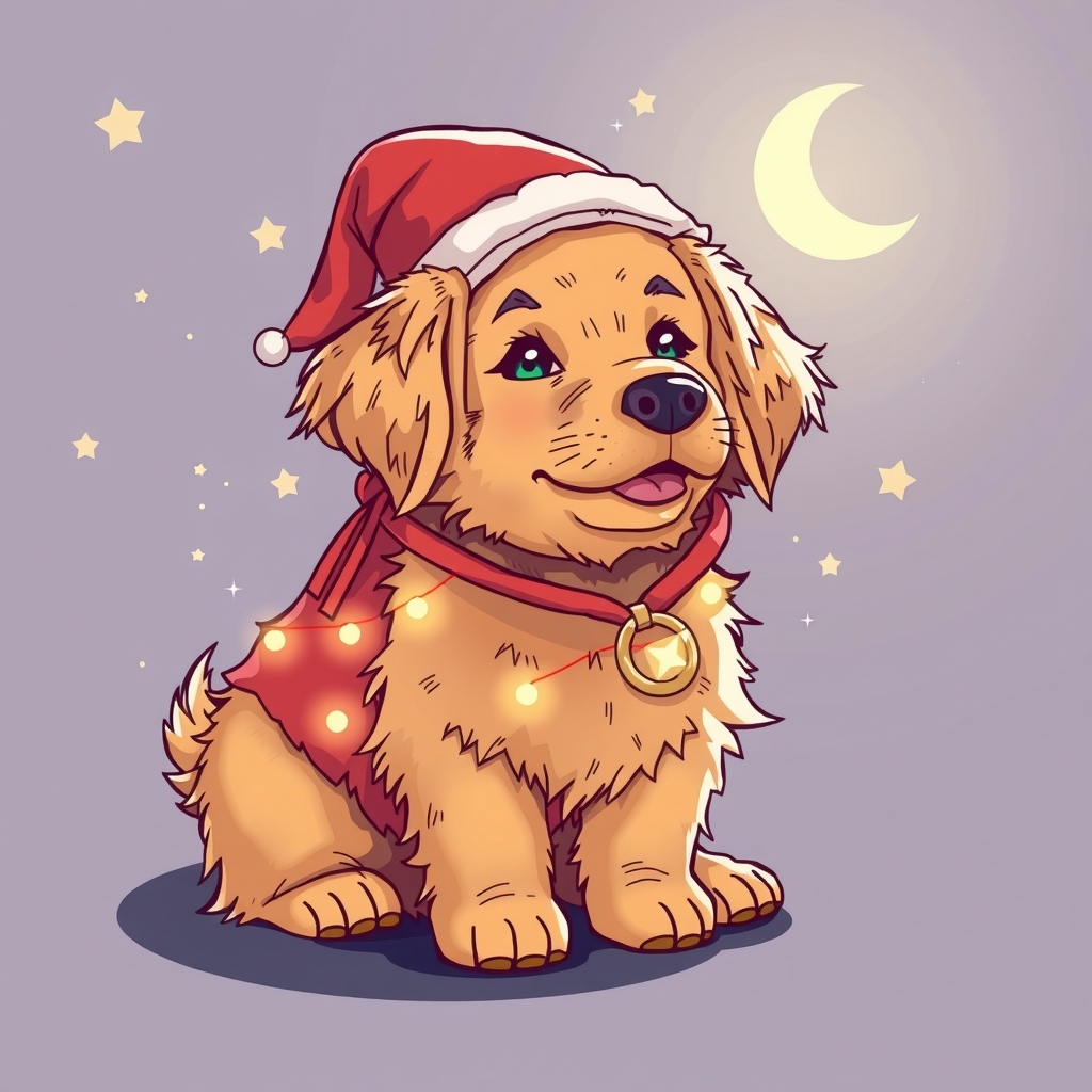 golden retriever puppy costume good night by मुफ्त एआई छवि जनरेटर - बिना लॉगिन के✨ | AIGAZOU