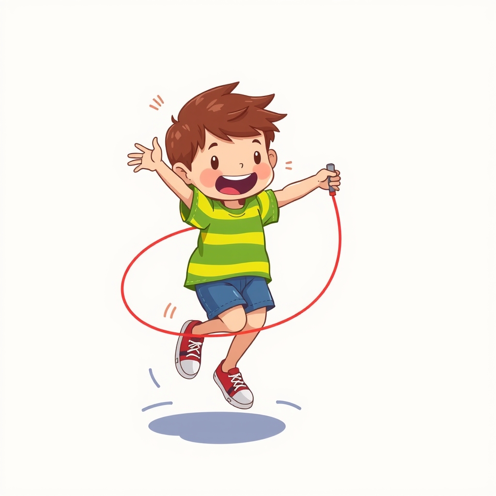 colorful illustration of a child jumping rope by मुफ्त एआई छवि जनरेटर - बिना लॉगिन के✨ | AIGAZOU