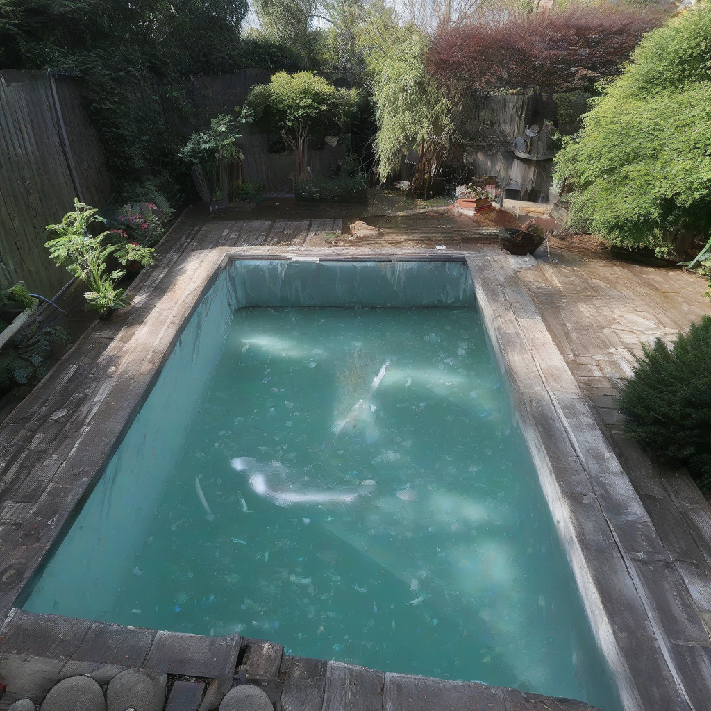 pool with ice water in garden by Free AI Image Generator & Maker - No login required✨ | AIGAZOU