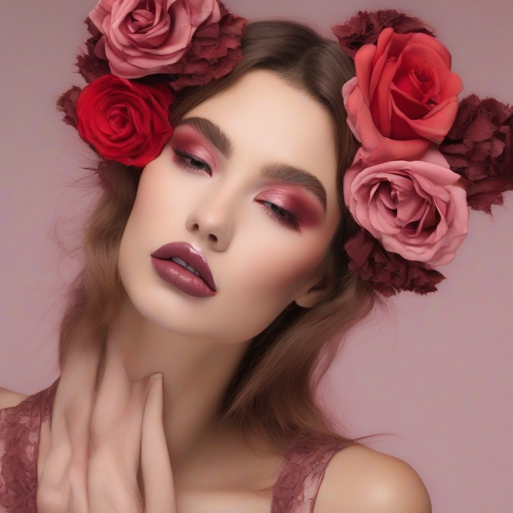 eyeshadow rose light brown lip sheer red by Générateur d'images par IA gratuit - Aucune connexion nécessaire✨ | AIGAZOU