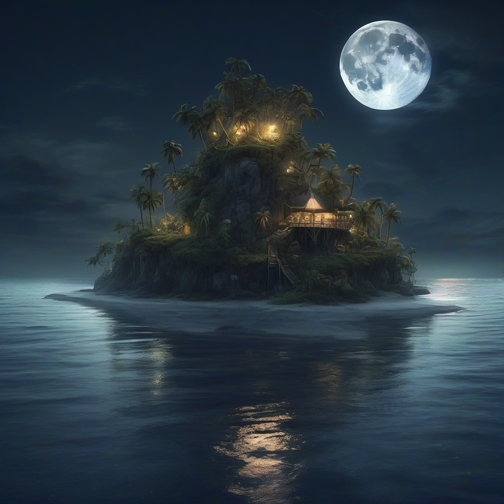 a fantastical island at night under the moon by मुफ्त एआई छवि जनरेटर - बिना लॉगिन के✨ | AIGAZOU