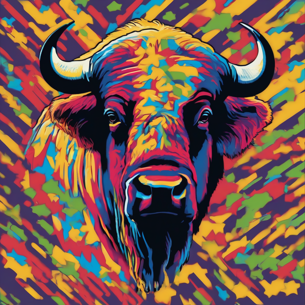 buffalo pop art four color in motion by मुफ्त एआई छवि जनरेटर - बिना लॉगिन के✨ | AIGAZOU