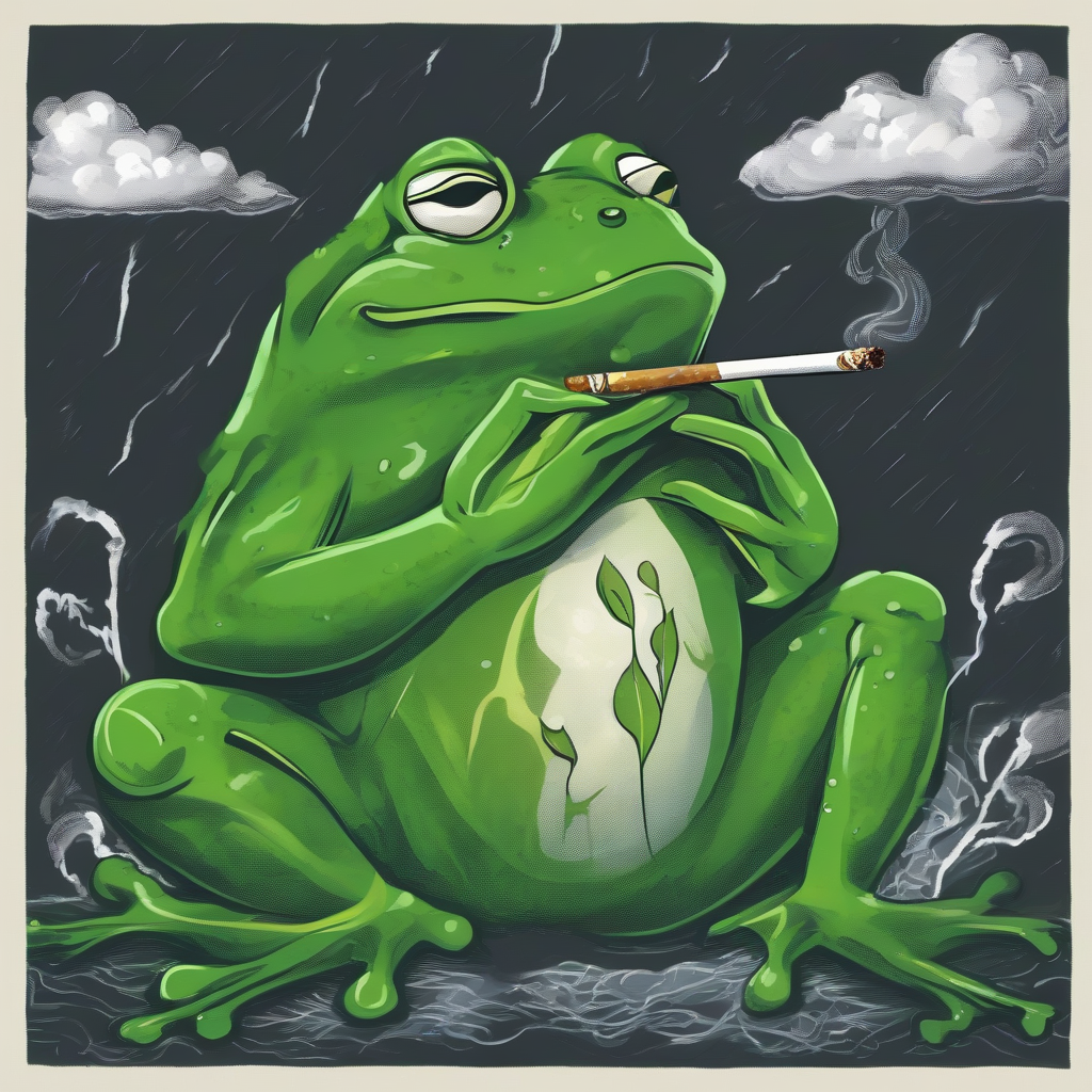 green frog in the storm smoking a joint by Générateur d'images par IA gratuit - Aucune connexion nécessaire✨ | AIGAZOU